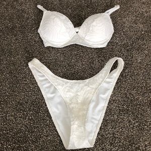 White Lace Y2K Bikini Set Ultra High Cut
